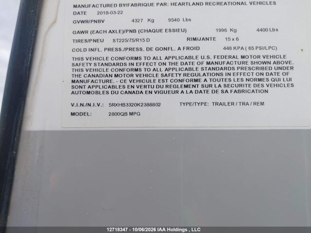 Cruiser Mpg Ultra Lite 2019 5RXHB3320K2388802 Image 9