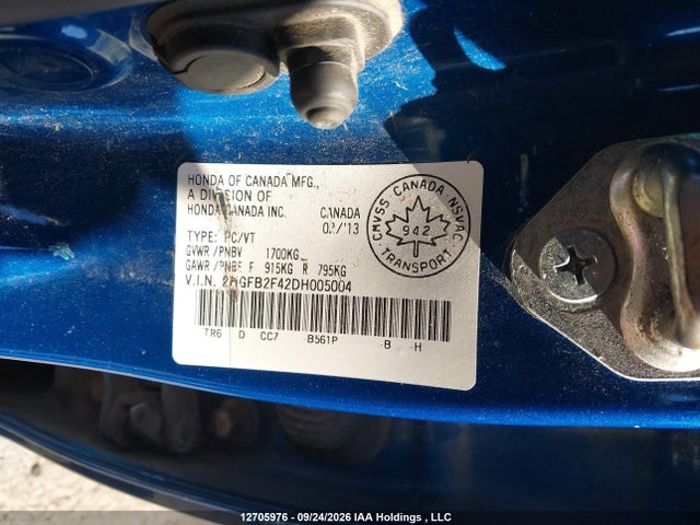 Aukcja sprzedaży 2013 Honda Civic Lx, vin: 2HGFB2F42DH005004, numer aukcji: 12705976