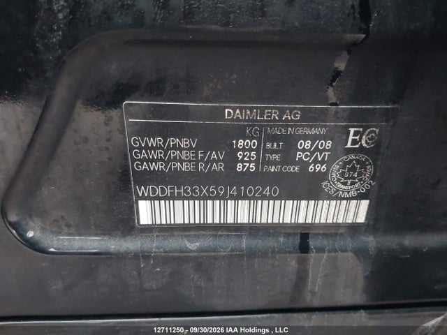 Продажа на аукционе авто 2009 Mercedes-benz B-class, vin: WDDFH33X59J410240, номер лота: 12711250