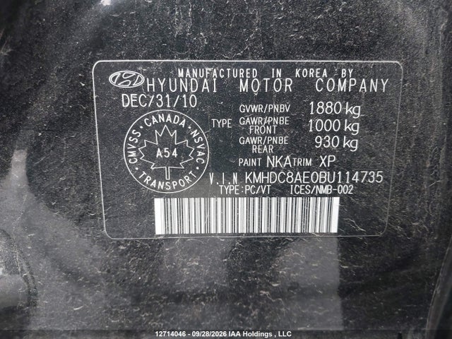 2011 Hyundai Elantra Touring Gls მანქანა იყიდება აუქციონზე, vin: KMHDC8AE0BU114735, აუქციონის ნომერი: 12714046