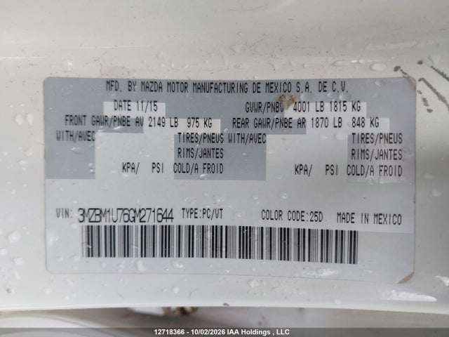 Mazda Mazda3 G/gx 2016 3MZBM1U76GM271644 Image 9