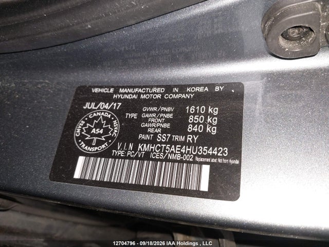 Hyundai ACCENT SE 2017 KMHCT5AE4HU354423 Image 9