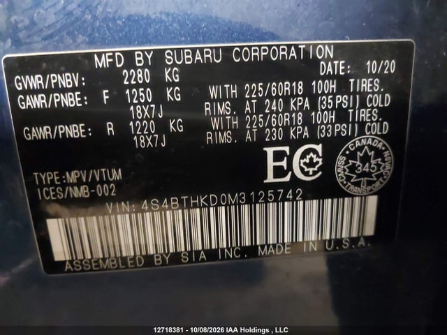 Subaru Outback Outdoor Xt 2021 4S4BTHKD0M3125742 Image 18