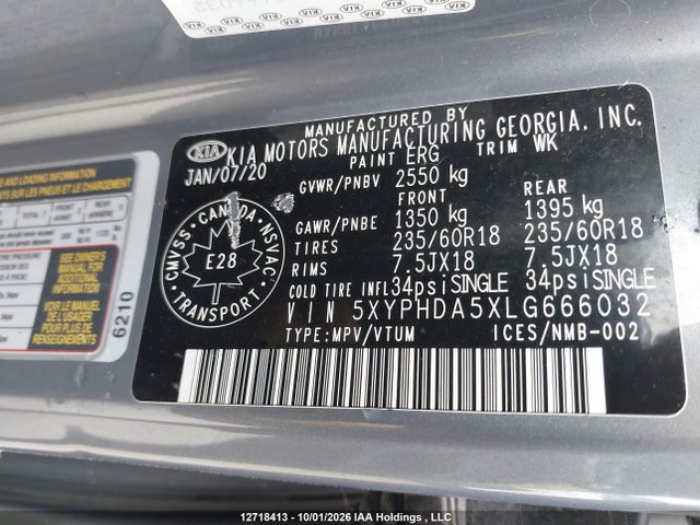 Продажа на аукционе авто 2020 Kia Sorento Ex/s, vin: 5XYPHDA5XLG666032, номер лота: 12718413