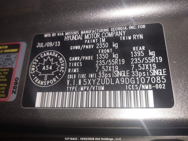 Продаж на аукціоні авто 2013 Hyundai Santa Fe Sport, vin: 5XYZUDLA9DG107085, номер лоту: 12718433