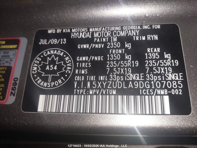 Продаж на аукціоні авто 2013 Hyundai Santa Fe Sport, vin: 5XYZUDLA9DG107085, номер лоту: 12718433