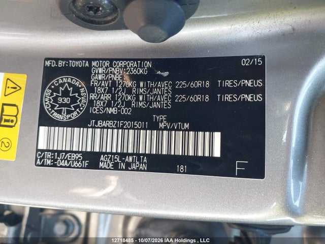 Продажа на аукционе авто 2015 Lexus Nx 200t 200t, vin: JTJBARBZ1F2015011, номер лота: 12718485