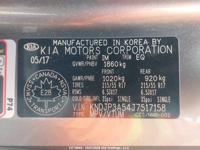 KIA SOUL + 2018 KNDJP3A54J7517158 Image 9