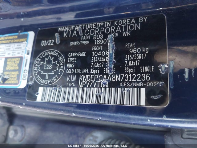 Продаж на аукціоні авто 2022 Kia Seltos Lx, vin: KNDEPCAA8N7312236, номер лоту: 12718557