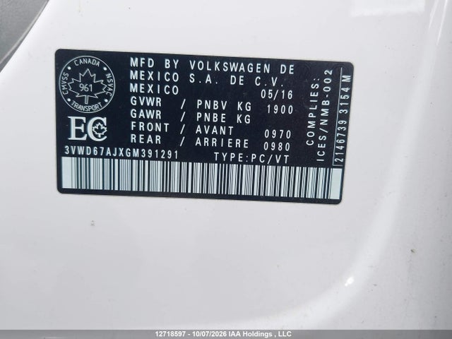 3VWD67AJXGM391291 Volkswagen Jetta