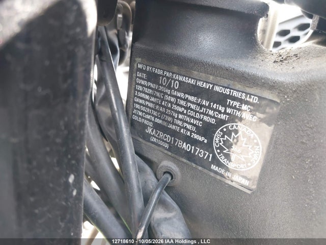 Aukcja sprzedaży 2011 Kawasaki Zr1000 D, vin: JKAZRCD17BA017371, numer aukcji: 12718610