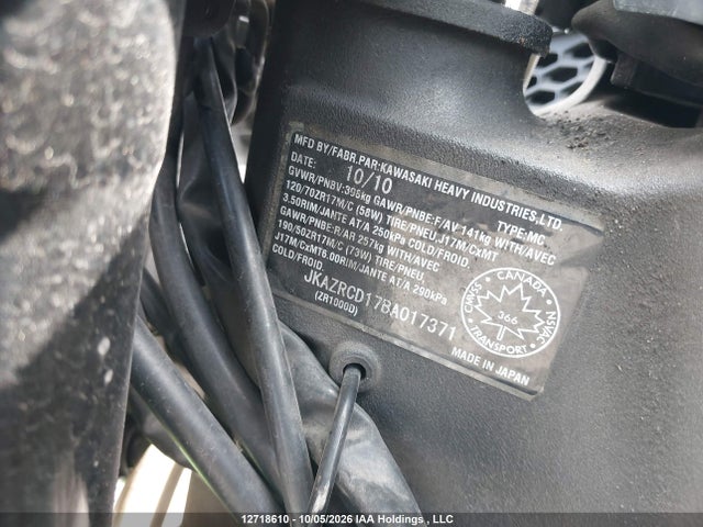 Aukcja sprzedaży 2011 Kawasaki Zr1000 D, vin: JKAZRCD17BA017371, numer aukcji: 12718610