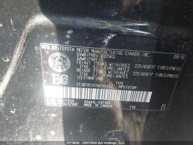 Продаж на аукціоні авто 2017 Toyota Rav4 Le, vin: 2T3BFREV5HW546462, номер лоту: 12718638