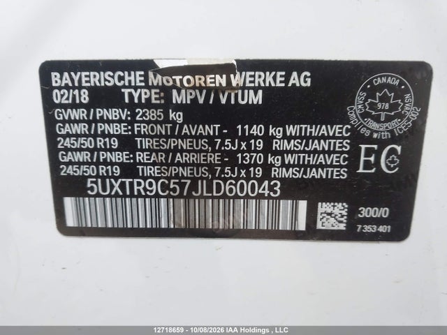 BMW X3 Xdrivem40i 2018 5UXTR9C57JLD60043 Image 9