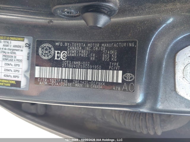 Продажа на аукционе авто 2009 Toyota Corolla S/le/xle, vin: 2T1BU40E59C091950, номер лота: 12718669