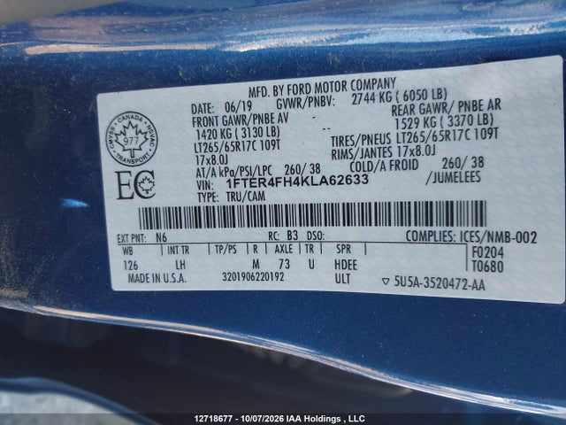 Ford Ranger Xlt 2019 1FTER4FH4KLA62633 Image 9