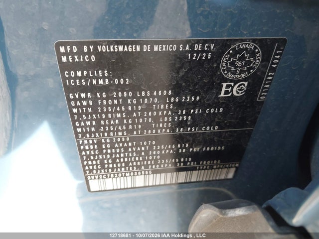 3VV2C7B20TM036555 Volkswagen Taos Se Black