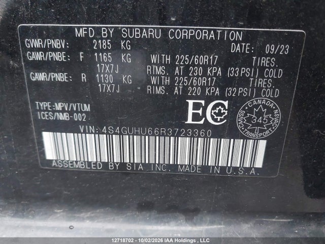 2024 Subaru Crosstrek Wilderness მანქანა იყიდება აუქციონზე, vin: 4S4GUHU66R3723360, აუქციონის ნომერი: 12718702