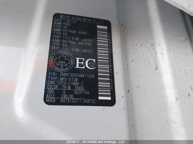 JN8BT3DD5SW471306 Nissan Rogue Platinum