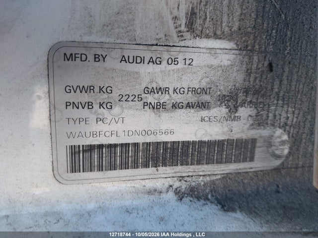 Продаж на аукціоні авто 2013 Audi A4 2.0t, vin: WAUBFCFL1DN006566, номер лоту: 12718744
