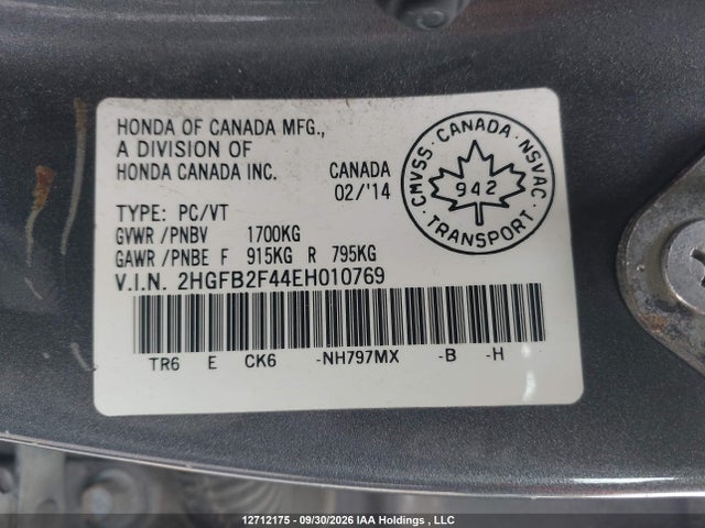 Honda Civic Lx 2014 2HGFB2F44EH010769 Image 9