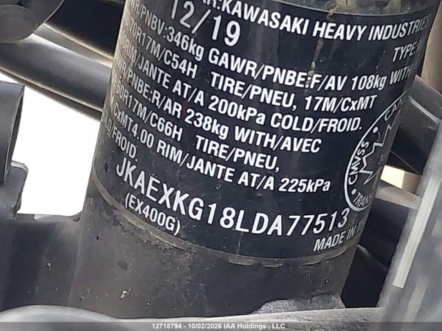 Kawasaki EX400 2020 JKAEXKG18LDA77513 Image 10