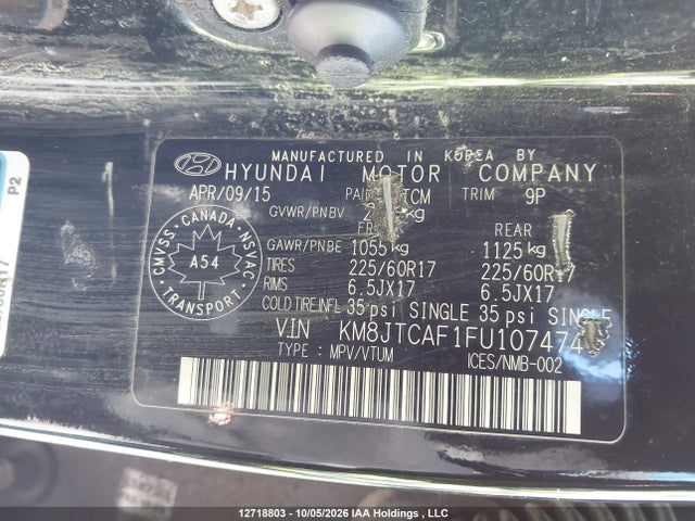 Hyundai Tucson Gl 2015 KM8JTCAF1FU107474 Image 9