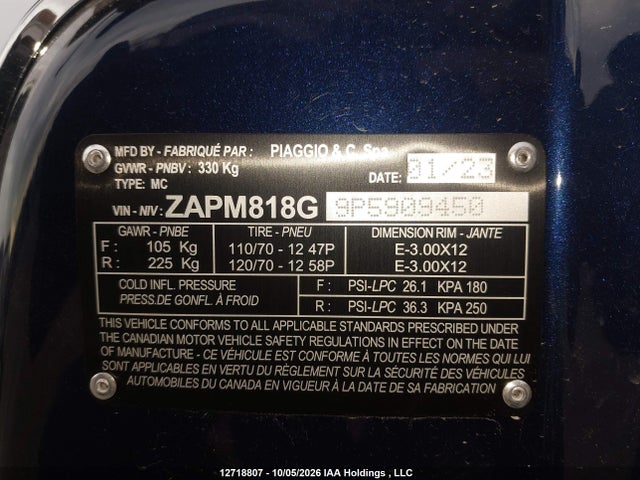 Vespa Primavera/sprint 150 2023 ZAPM818G9P5909450 Image 10