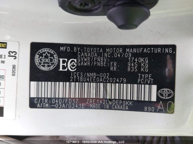 Продажа на аукционе авто 2010 Toyota Corolla S, vin: 2T1BU4EE0AC202479, номер лота: 12718813
