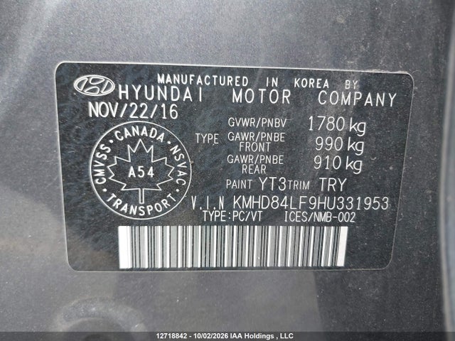 2017 Hyundai Elantra Gl მანქანა იყიდება აუქციონზე, vin: KMHD84LF9HU331953, აუქციონის ნომერი: 12718842