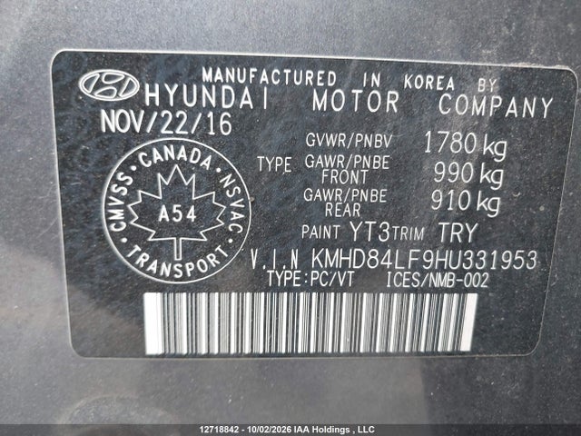 2017 Hyundai Elantra Gl მანქანა იყიდება აუქციონზე, vin: KMHD84LF9HU331953, აუქციონის ნომერი: 12718842
