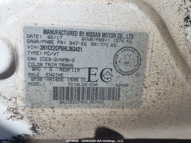 Nissan Versa Note Sv 2017 3N1CE2CP0HL363421 Image 19