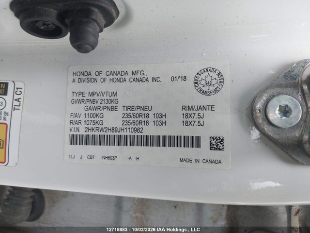 Honda CR-V EXL 2018 2HKRW2H89JH110982 Image 9