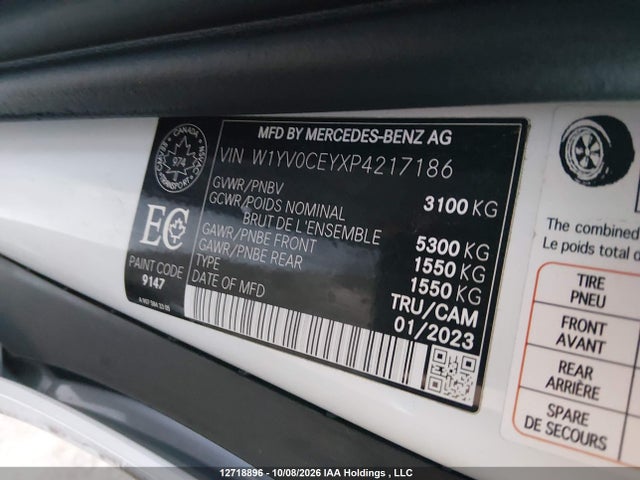 Продаж на аукціоні авто 2023 Mercedes-benz Metris, vin: W1YV0CEYXP4217186, номер лоту: 12718896