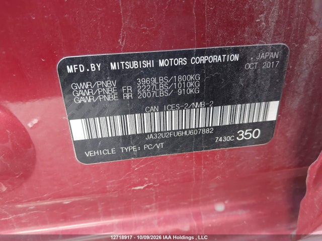Mitsubishi LANCER ES 2017 JA32U2FU6HU607882 Image 9