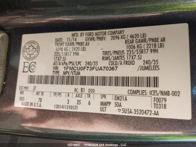 Продаж на аукціоні авто 2015 Ford Escape S, vin: 1FMCU0F73FUA70367, номер лоту: 12718927