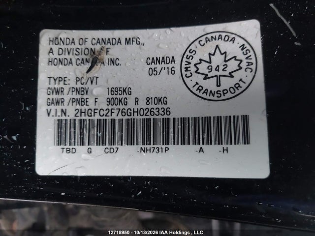 2HGFC2F76GH026336 Honda CIVIC EX