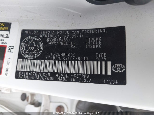 Toyota CAMRY XSE 2015 4T1BF1FK9FU476010 Image 18
