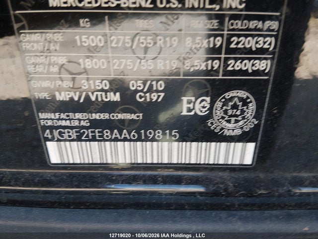 Продаж на аукціоні авто 2010 Mercedes-benz Gl 350 Bluetec 4matic, vin: 4JGBF2FE8AA619815, номер лоту: 12719020