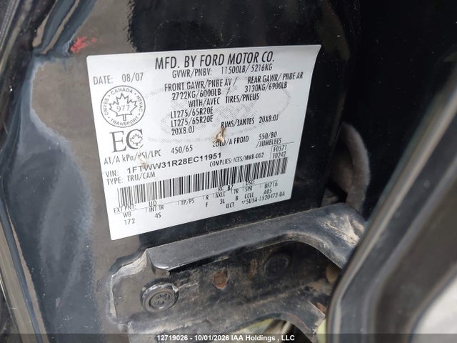 Продажа на аукционе авто 2008 Ford F350 Srw Super Duty, vin: 1FTWW31R28EC11951, номер лота: 12719026