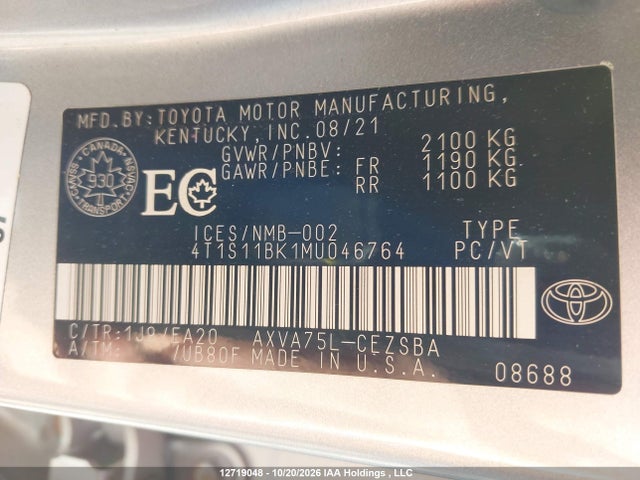 4T1S11BK1MU046764 Toyota CAMRY SE