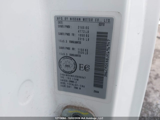 3N6CM0KN8JK696947 Nissan Nv200 2.5s/2.5sv