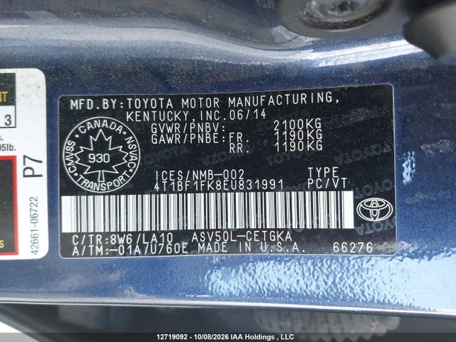 4T1BF1FK8EU831991 Toyota Camry