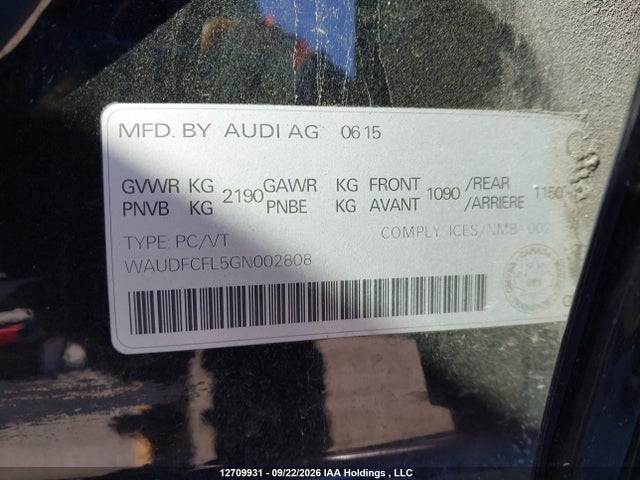 Aukcja sprzedaży 2016 Audi A4 2.0t Komfort Plus, vin: WAUDFCFL5GN002808, numer aukcji: 12709931