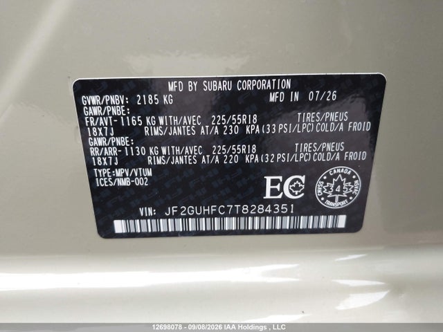 Продаж на аукціоні авто 2026 Subaru Crosstrek Onyx, vin: JF2GUHFC7T8284351, номер лоту: 12698078