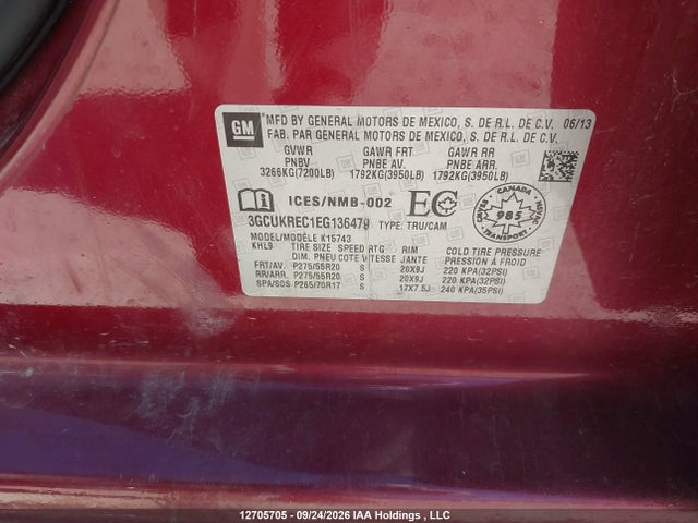 12705705 :رقم المزاد ، 3GCUKREC1EG136479 vin ، 2014 Chevrolet Silverado 1500 1lt/2lt مزاد بيع