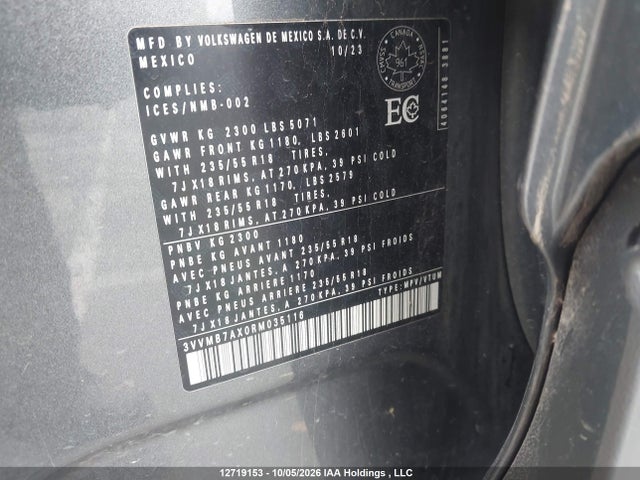 3VVMB7AX0RM035116 Volkswagen Tiguan Se/wolfsburg