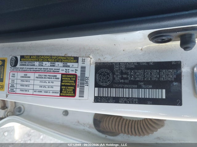 Продаж на аукціоні авто 2011 Toyota Tundra Sr5 5.7l V8, vin: 5TFUY5F12BX202999, номер лоту: 12712949