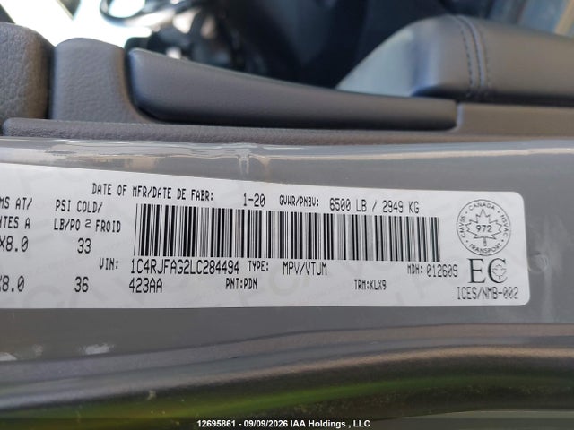 Продаж на аукціоні авто 2020 Jeep Grand Cherokee Altitude, vin: 1C4RJFAG2LC284494, номер лоту: 12695861