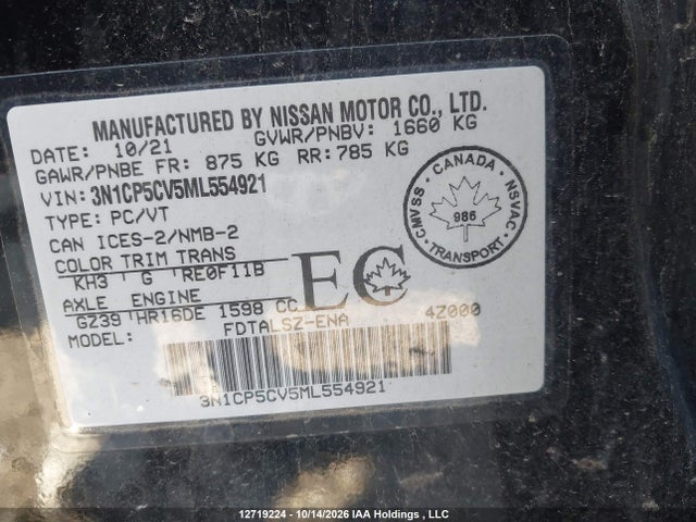 Nissan KICKS SV 2021 3N1CP5CV5ML554921 Image 19